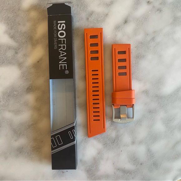 isofrane Other - ISOfrane 1968 Rubber Dive Watch Strap Orange with Stainless Hardware 22MM
